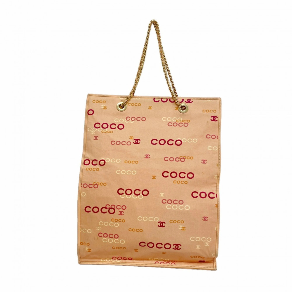 CHANEL Pink Canvas Tote Bag